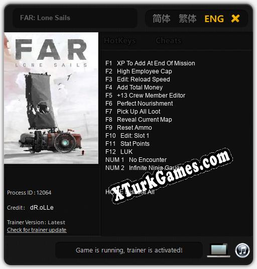 İçin Trainer’ı Çıktı FAR: Lone Sails [v1.0.9]
