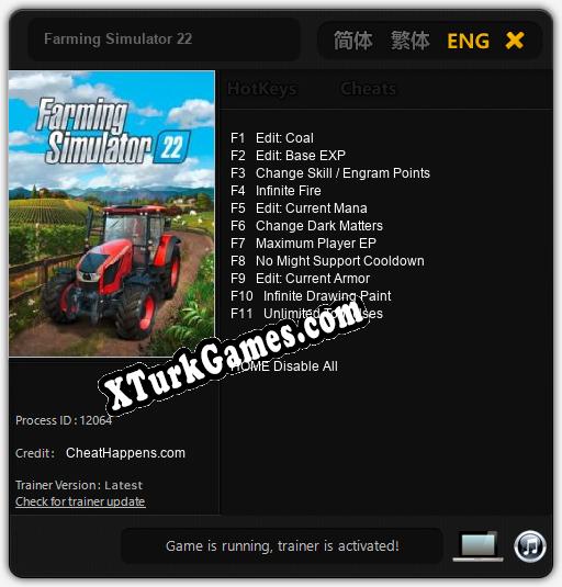 Farming Simulator 22: Trainer’ı (V1.0.88)