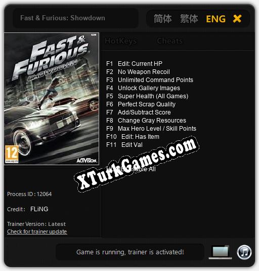Fast & Furious: Showdown: Cheats, Trainer +11 [FLiNG]