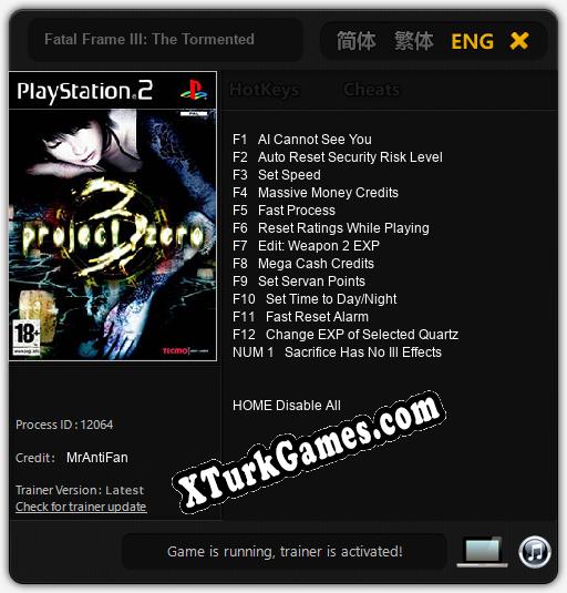 Fatal Frame III: The Tormented: Cheats, Trainer +13 [MrAntiFan]