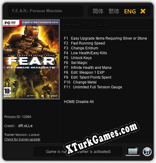 F.E.A.R.: Perseus Mandate: Cheats, Trainer +11 [dR.oLLe]