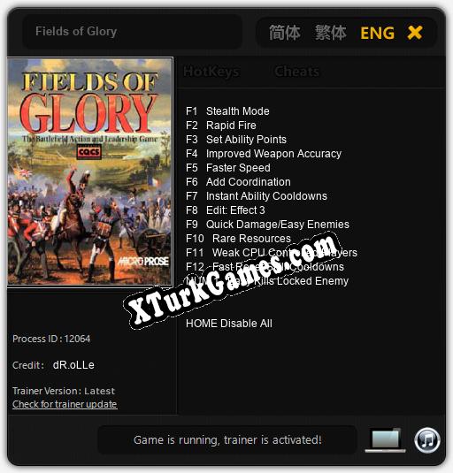 İçin Trainer’ı Çıktı Fields of Glory [v1.0.2]