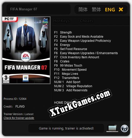 İçin Trainer’ı Çıktı FIFA Manager 07 [v1.0.8]