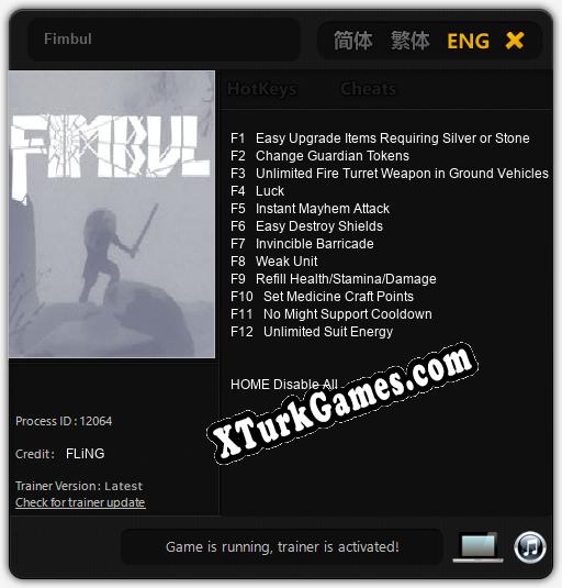 İçin Trainer’ı Çıktı Fimbul [v1.0.7]