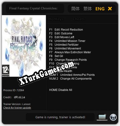 Final Fantasy Crystal Chronicles: Echoes of Time: Trainer +14 [v1.4]