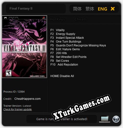 İçin Trainer’ı Çıktı Final Fantasy II [v1.0.5]