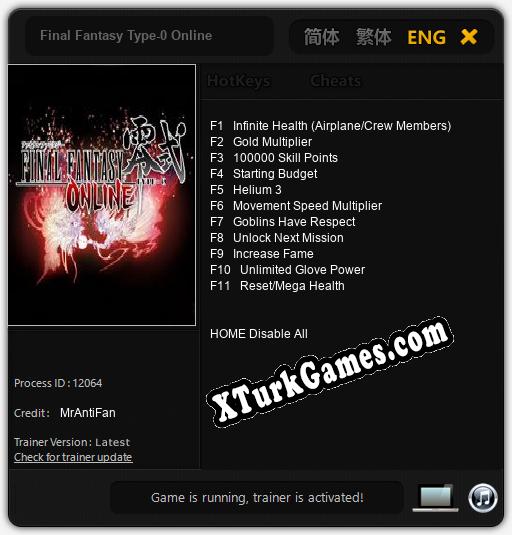 Final Fantasy Type-0 Online: Cheats, Trainer +11 [MrAntiFan]