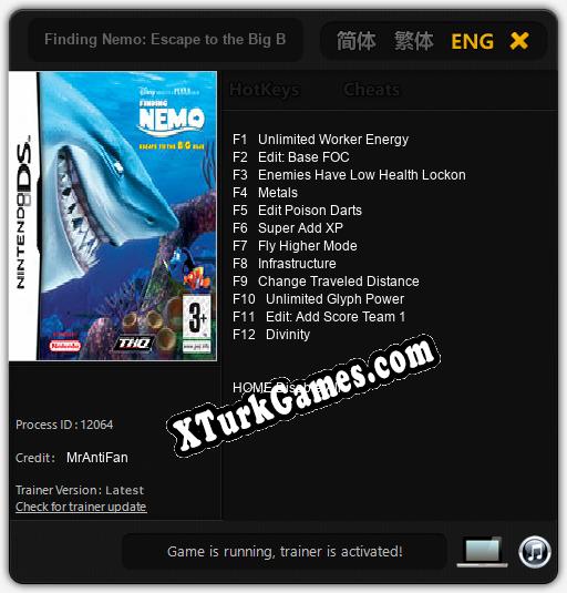Finding Nemo: Escape to the Big Blue: Trainer’ı (V1.0.84)