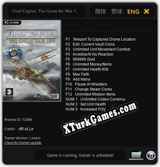 First Eagles: The Great Air War 1918: Cheats, Trainer +15 [dR.oLLe]