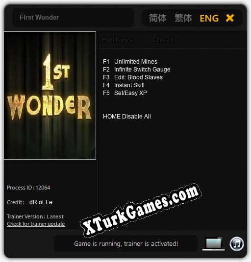 First Wonder: Trainer +5 [v1.9]