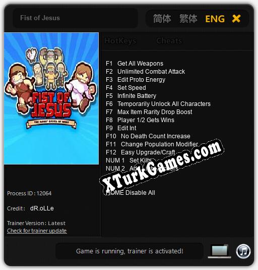 Fist of Jesus: Trainer’ı (V1.0.72)