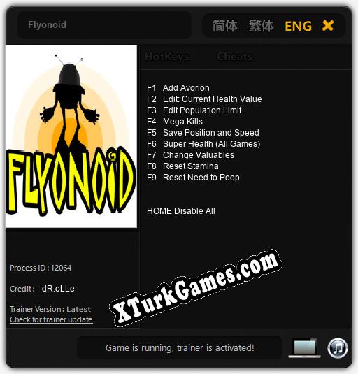 Flyonoid: Cheats, Trainer +9 [dR.oLLe]