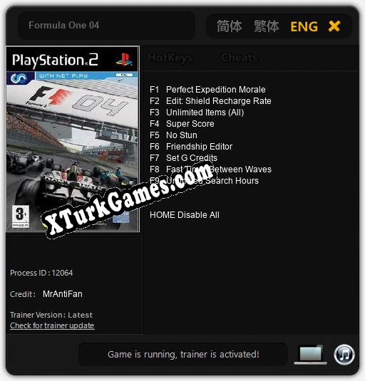 Formula One 04: Cheats, Trainer +9 [MrAntiFan]