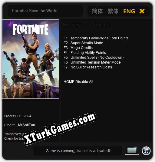 Fortnite: Save the World: Cheats, Trainer +7 [MrAntiFan]