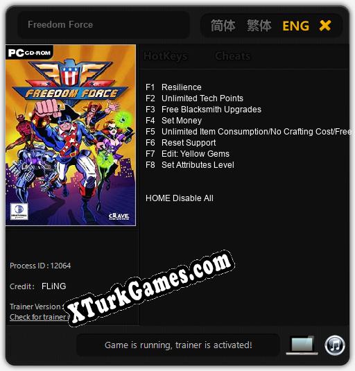 İçin Trainer’ı Çıktı Freedom Force [v1.0.6]