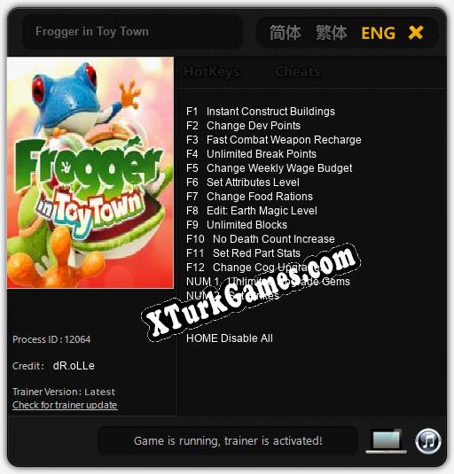 Frogger in Toy Town: Trainer +14 [v1.7]