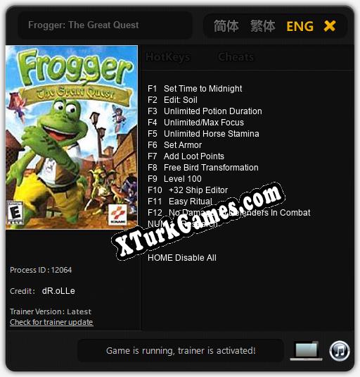 Frogger: The Great Quest: Trainer +13 [v1.7]