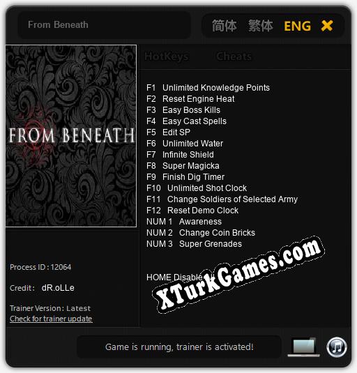 From Beneath: Trainer’ı (V1.0.88)