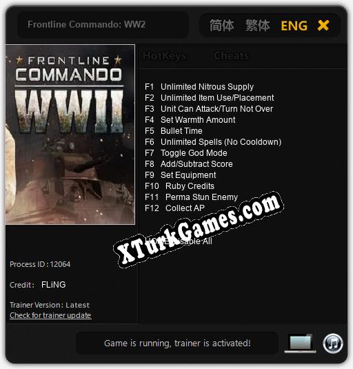 İçin Trainer’ı Çıktı Frontline Commando: WW2 [v1.0.6]