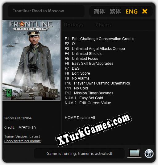 İçin Trainer’ı Çıktı Frontline: Road to Moscow [v1.0.9]
