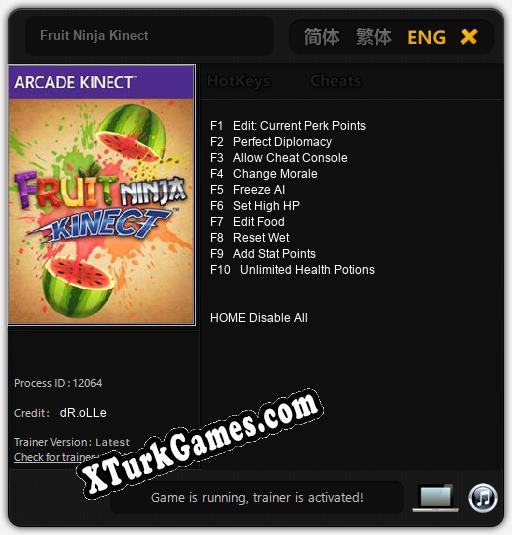 Fruit Ninja Kinect: Trainer +10 [v1.3]