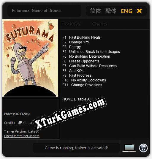 Futurama: Game of Drones: Cheats, Trainer +11 [dR.oLLe]