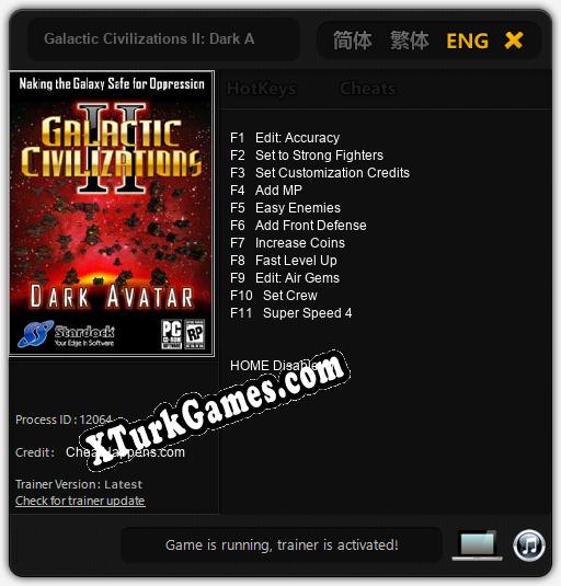 Galactic Civilizations II: Dark Avatar: Cheats, Trainer +11 [CheatHappens.com]