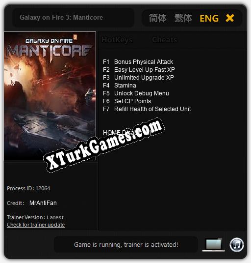 Galaxy on Fire 3: Manticore: Trainer +7 [v1.5]