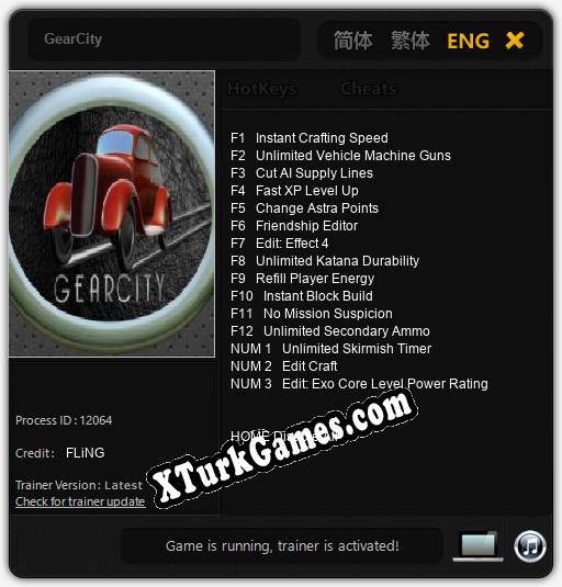 İçin Trainer’ı Çıktı GearCity [v1.0.4]