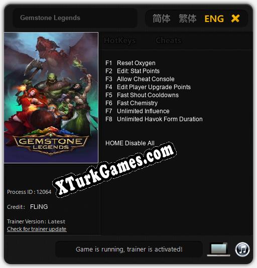 İçin Trainer’ı Çıktı Gemstone Legends [v1.0.2]