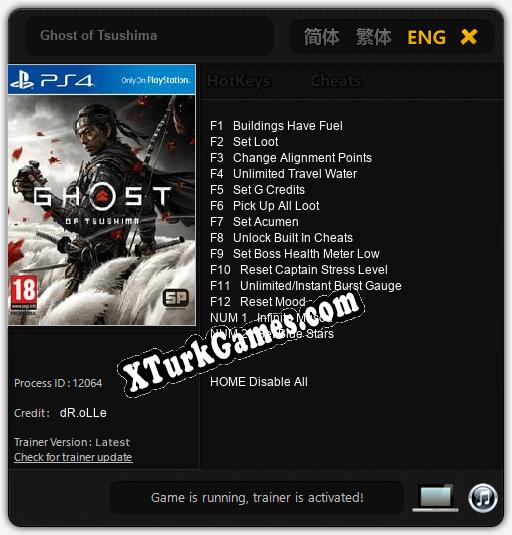 İçin Trainer’ı Çıktı Ghost of Tsushima [v1.0.7]