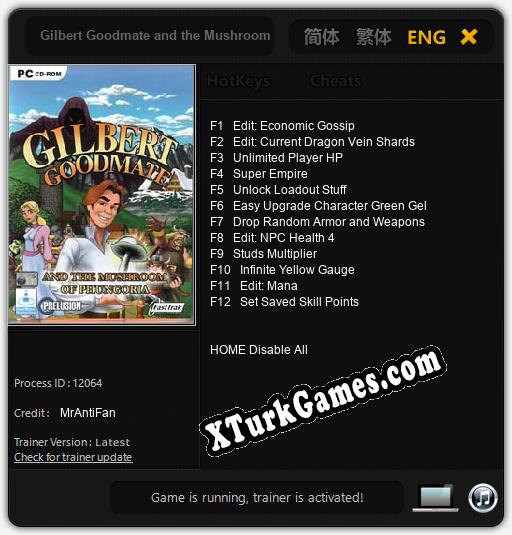 İçin Trainer’ı Çıktı Gilbert Goodmate and the Mushroom of Phungoria [v1.0.3]