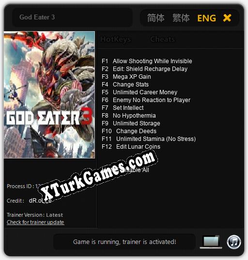 İçin Trainer’ı Çıktı God Eater 3 [v1.0.7]
