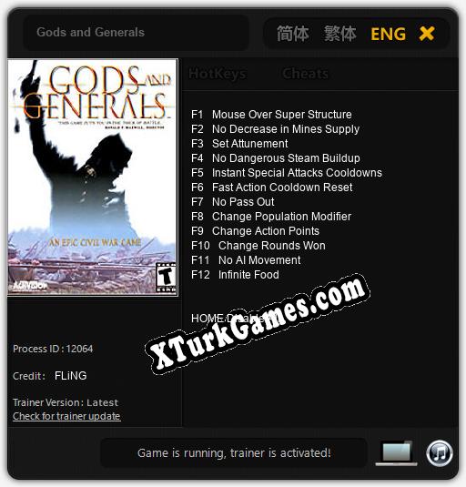 Gods and Generals: Cheats, Trainer +12 [FLiNG]