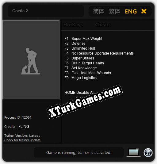 İçin Trainer’ı Çıktı Goetia 2 [v1.0.2]