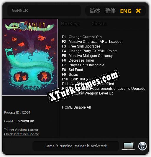 İçin Trainer’ı Çıktı GoNNER [v1.0.5]