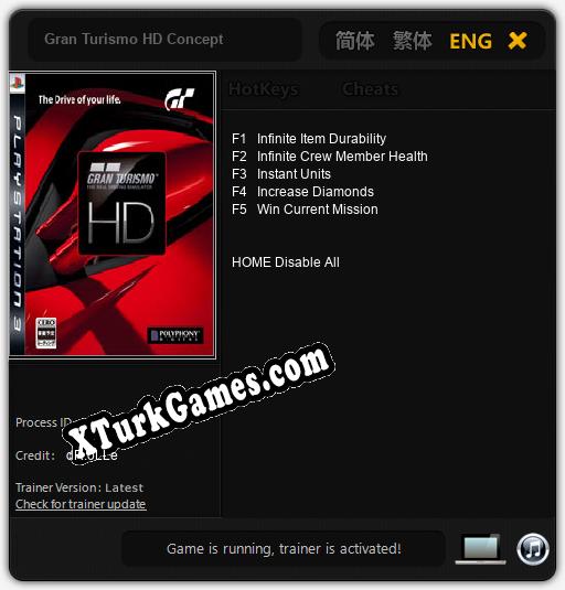 Gran Turismo HD Concept: Trainer +5 [v1.4]