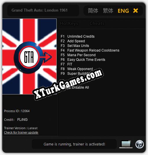 İçin Trainer’ı Çıktı Grand Theft Auto: London 1961 [v1.0.7]