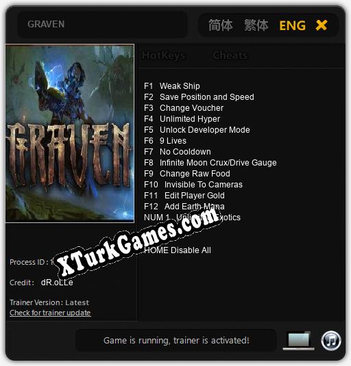 İçin Trainer’ı Çıktı GRAVEN [v1.0.7]