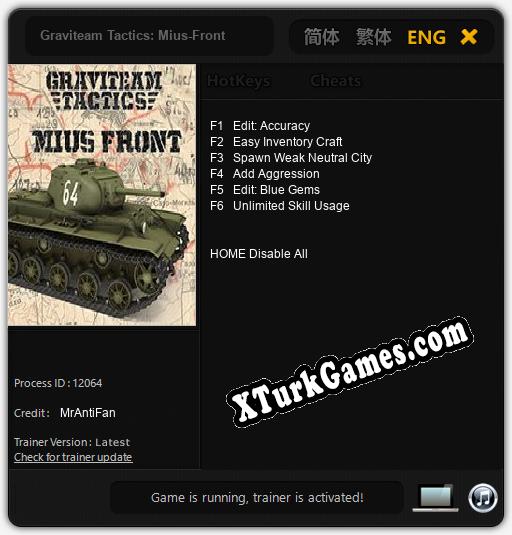 Graviteam Tactics: Mius-Front: Trainer’ı (V1.0.68)