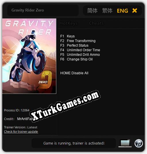 Gravity Rider Zero: Trainer +6 [v1.3]