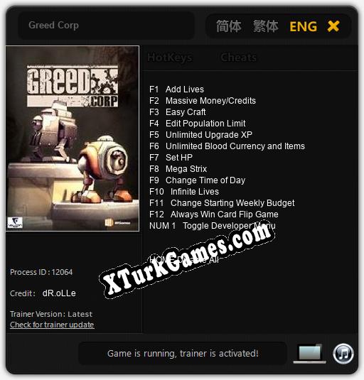 Greed Corp: Trainer’ı (V1.0.3)