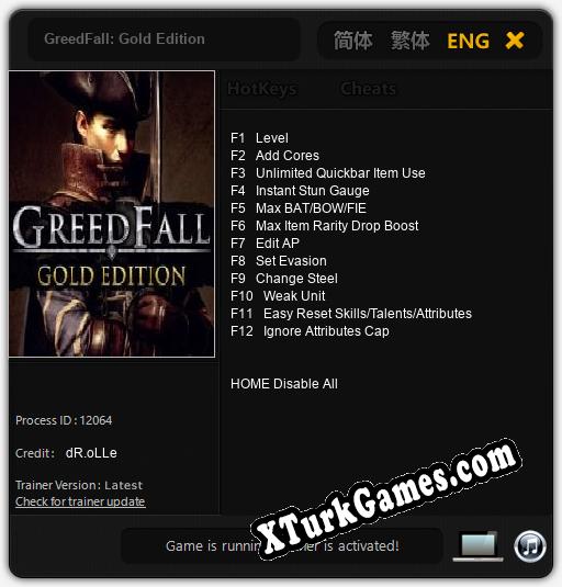 GreedFall: Gold Edition: Cheats, Trainer +12 [dR.oLLe]