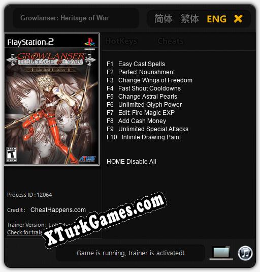 Growlanser: Heritage of War: Cheats, Trainer +10 [CheatHappens.com]