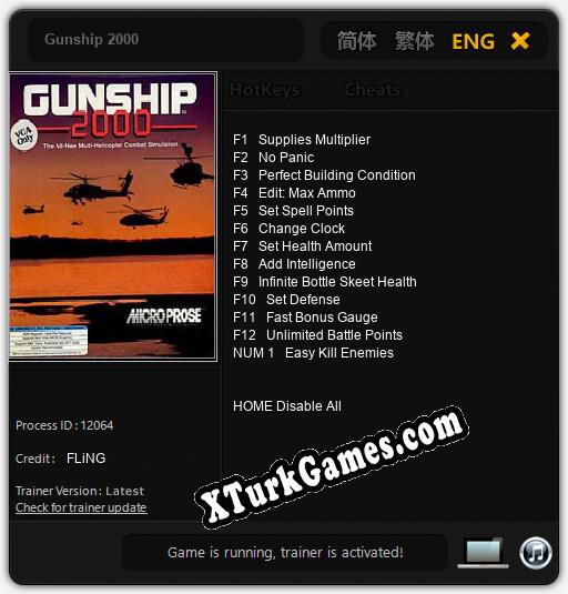 Gunship 2000: Trainer +13 [v1.9]