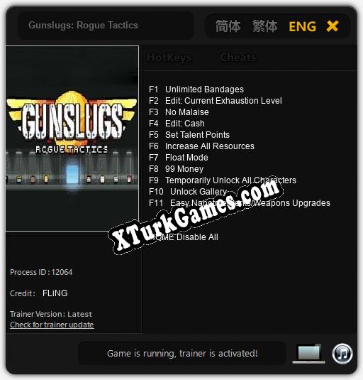 Gunslugs: Rogue Tactics: Trainer +11 [v1.7]