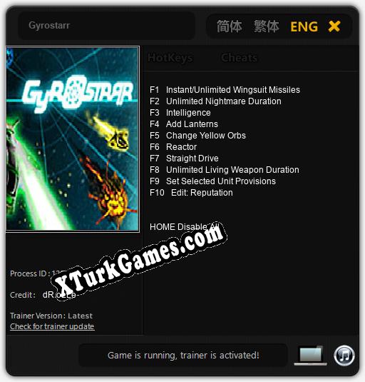 Gyrostarr: Trainer +10 [v1.1]