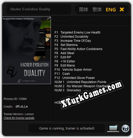 Hacker Evolution Duality: Cheats, Trainer +15 [dR.oLLe]