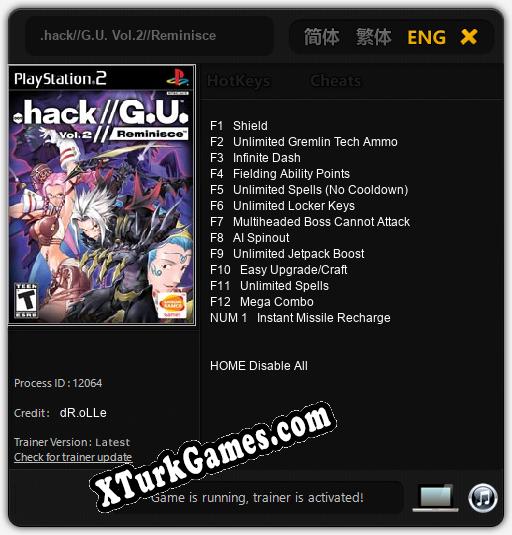 İçin Trainer’ı Çıktı .hack//G.U. Vol.2//Reminisce [v1.0.2]