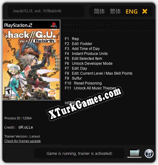 .hack//G.U. vol. 1//Rebirth: Trainer +11 [v1.7]